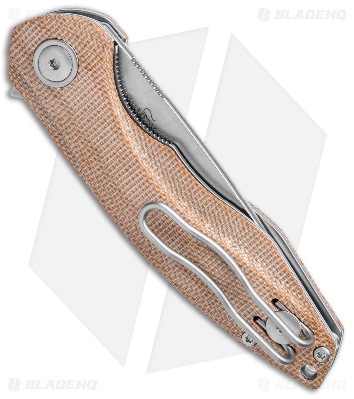MKM Voxnaes Timavo Liner Lock Knife Natural Canvas  Micarta (2.87" SW)