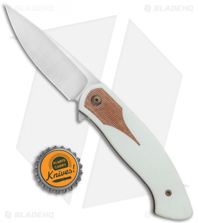 Ohlone Knives Rodayo Liner Lock Knife White G-10/Natural Micarta (Satin)
