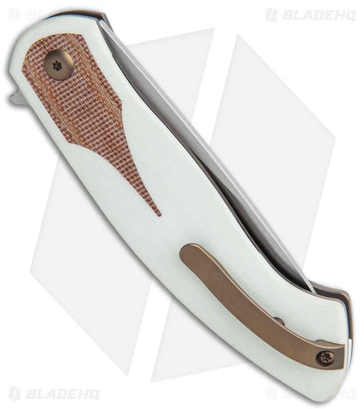 Ohlone Knives Rodayo Liner Lock Knife White G-10/Natural Micarta (Satin)
