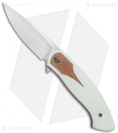 Ohlone Knives Rodayo Liner Lock Knife White G-10/Natural Micarta (Satin)