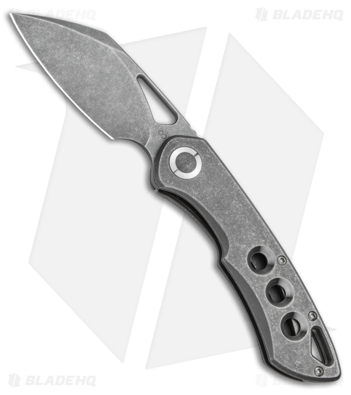Olamic Cutlery WhipperSnapper Frame Lock Knife Hole Ti Sheepsfoot (2.75" SW)