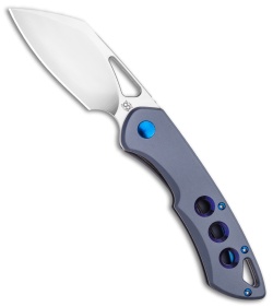 Olamic Cutlery WhipperSnapper Knife Blue Ti /w Holes Sheepsfoot (2.75" Satin)