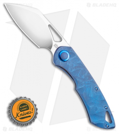 Olamic Cutlery WhipperSnapper Knife Ti Sheepsfoot (2.75" Satin) Blue Spine 2