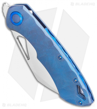 Olamic Cutlery WhipperSnapper Knife Ti Sheepsfoot (2.75" Satin) Blue Spine 2