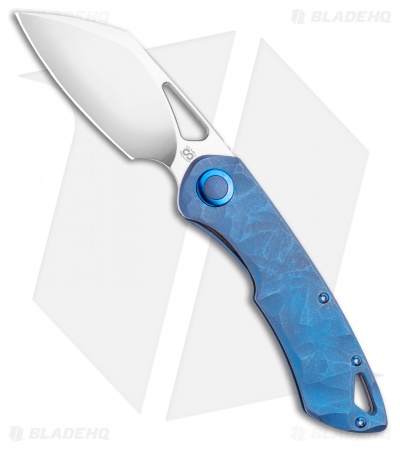 Olamic Cutlery WhipperSnapper Knife Ti Sheepsfoot (2.75" Satin) Blue Spine 2