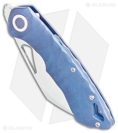 Olamic Cutlery WhipperSnapper Knife Ti Sheepsfoot (2.75" Satin) Blue Spine 3