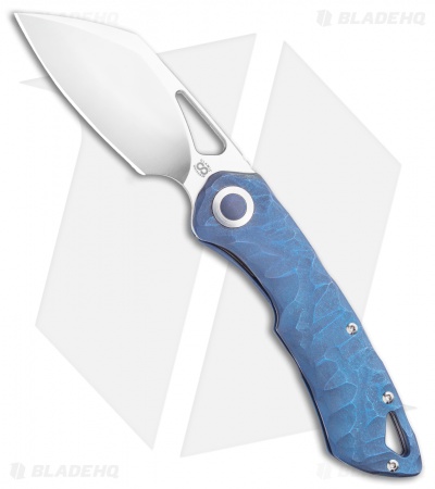 Olamic Cutlery WhipperSnapper Knife Ti Sheepsfoot (2.75" Satin) Blue Spine 3