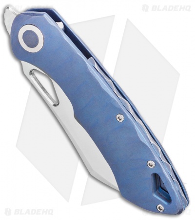 Olamic Cutlery WhipperSnapper Knife Ti Wharncliffe (2.75" Satin) Blue Spine 3