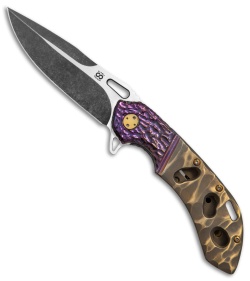 Olamic Wayfarer 247 Frame Lock Knife Bronze Rocks Ti (3.5" Black PVD Wash)