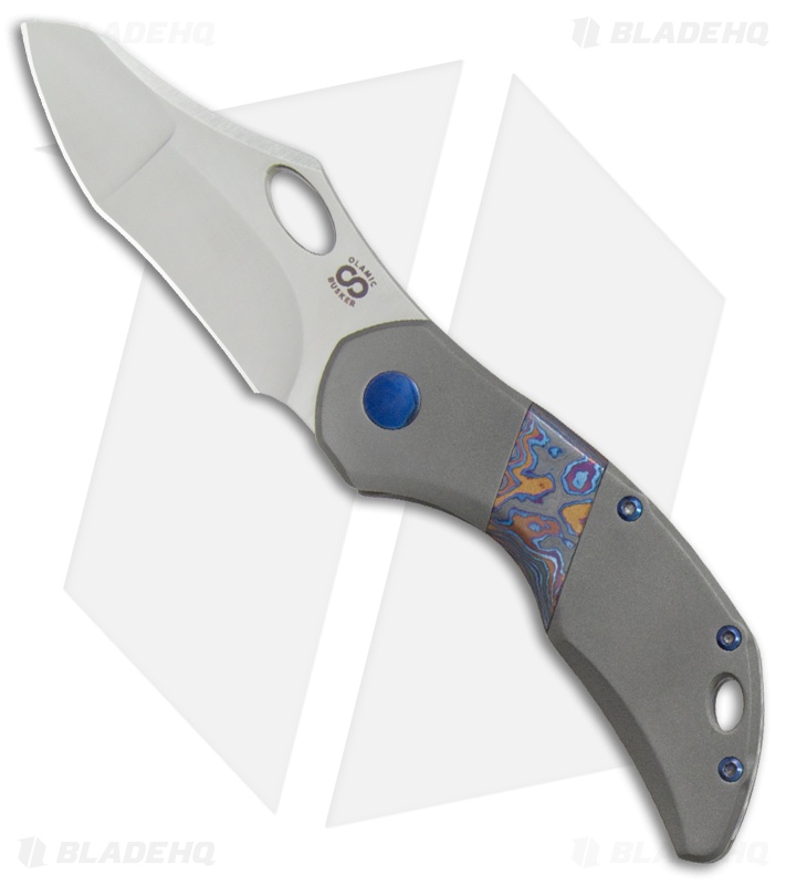 Olamic Cutlery | Busker Gusto Frame Lock | Dark Blasted Timascus