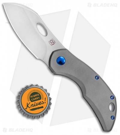 Olamic Cutlery Busker Largo Frame Lock Knife BB Ti w/Bl Backspacer (2.5" Satin)