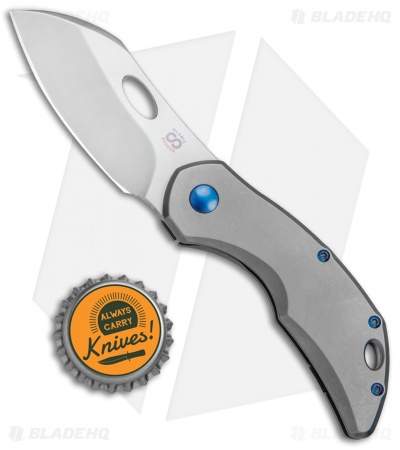 Olamic Cutlery Busker Largo Frame Lock Knife Blasted Ti (2.5" Satin)