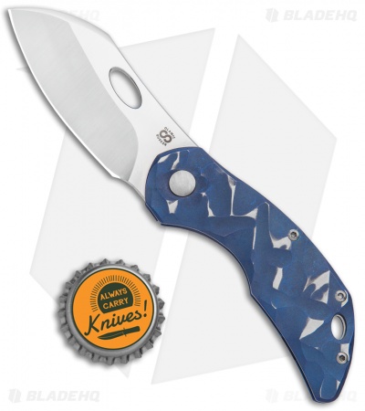 Olamic Cutlery Busker Largo Frame Lock Knife Blue Seabed Rocks Ti (2.5" Satin)