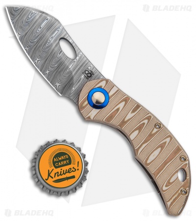 Olamic Cutlery Busker Largo Frame Lock Knife Bronze Etch (2.5" Damasteel)