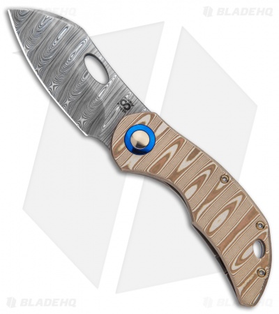 Olamic Cutlery Busker Largo Frame Lock Knife Bronze Etch (2.5" Damasteel)