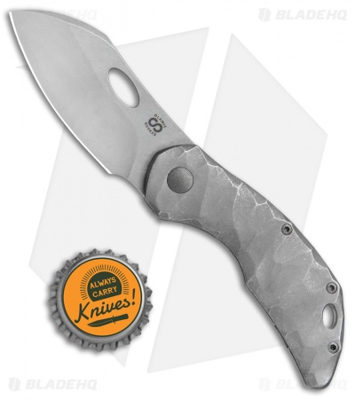 Olamic Cutlery Busker Largo Frame Lock Knife Darkwash Rocks Ti (2.5" Acid SW)