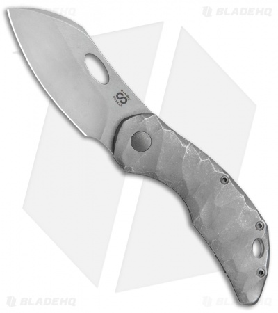 Olamic Cutlery Busker Largo Frame Lock Knife Darkwash Rocks Ti (2.5" Acid SW)