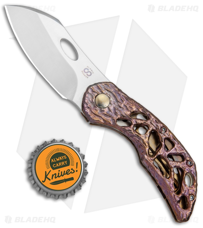 Olamic Cutlery Busker Largo Knife Molten Ti w/ Funky Holes (2.5