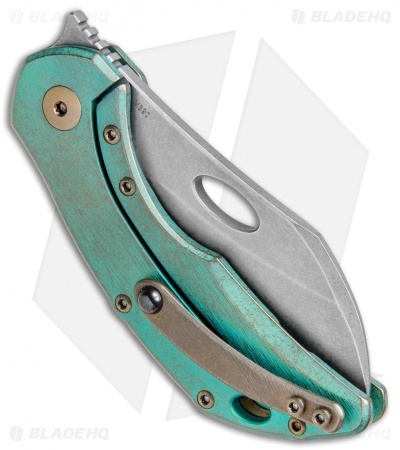 Olamic Cutlery Busker Largo Knife Green Kinetic Rainforest Ti (2.5" Acid SW)