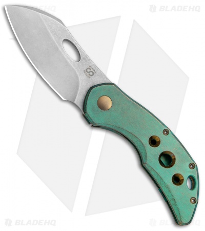 Olamic Cutlery Busker Largo Knife Green Kinetic Rainforest Ti (2.5" Acid SW)