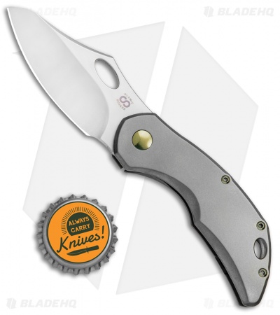 Olamic Cutlery Busker Semper Frame Lock Knife Light Blasted Ti (2.5" Satin)