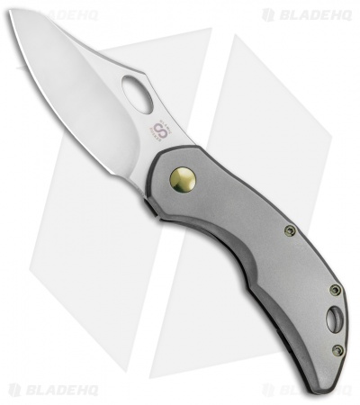 Olamic Cutlery Busker Semper Frame Lock Knife Light Blasted Ti (2.5" Satin)
