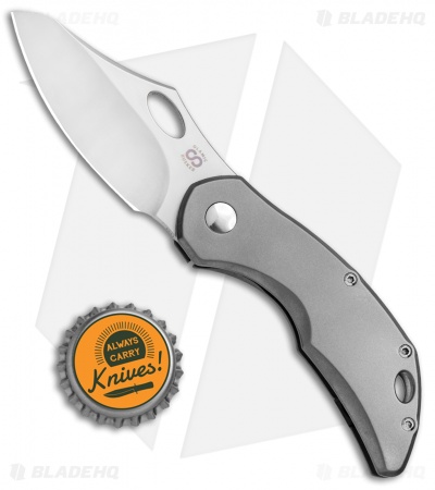 Olamic Cutlery Busker Semper Frame Lock Knife Blast Ti w/ Backspacer(2.5" Satin)
