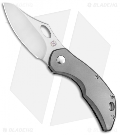 Olamic Cutlery Busker Semper Frame Lock Knife Blast Ti w/ Backspacer(2.5" Satin)