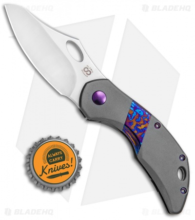 Olamic Cutlery Busker Semper Frame Lock Blasted Ti/Timascus/Purple (2.5" Satin)