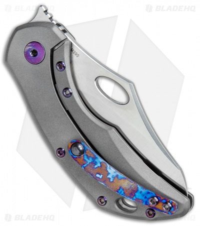 Olamic Cutlery Busker Semper Frame Lock Blasted Ti/Timascus/Purple (2.5" Satin)