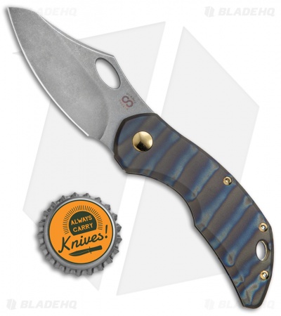 Olamic Cutlery Busker Semper Frame Lock Knife Flame Colored Ti (2.5" Acid SW)