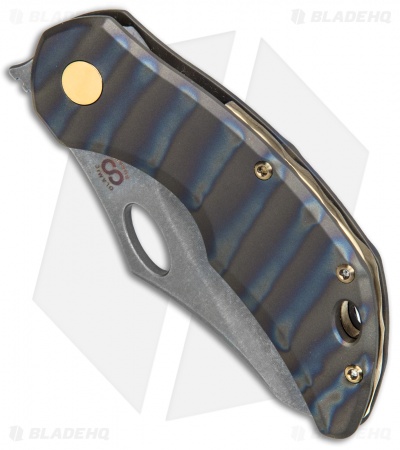 Olamic Cutlery Busker Semper Frame Lock Knife Flame Colored Ti (2.5" Acid SW)