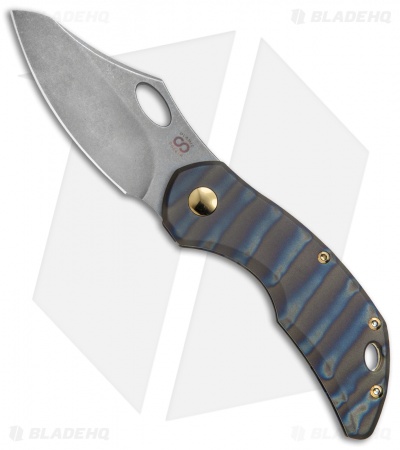 Olamic Cutlery Busker Semper Frame Lock Knife Flame Colored Ti (2.5" Acid SW)