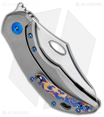 Olamic Cutlery Busker Semper Frame Lock Darkblast Ti/Timascus (2.5" Satin)