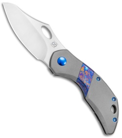 Olamic Cutlery Busker Semper Frame Lock Darkblast Ti/Timascus (2.5" Satin)