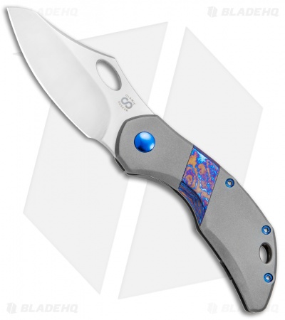 Olamic Cutlery Busker Semper Frame Lock Darkblast Ti/Timascus (2.5" Satin)