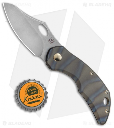 Olamic Cutlery Busker Semper Frame Lock Knife Flame Ti/Bronze HW (2.5" Acid SW)