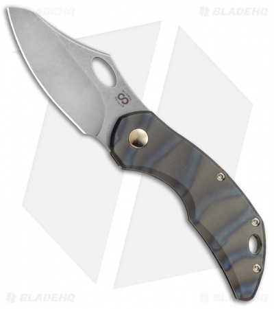 Olamic Cutlery Busker Semper Frame Lock Knife Flame Ti/Bronze HW (2.5" Acid SW)