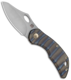 Olamic Cutlery Busker Semper Frame Lock Knife Flame Ti/ Brz Matte (2.5" Acid SW)