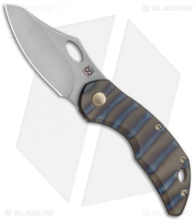 Olamic Cutlery Busker Semper Frame Lock Knife Flame Ti/ Brz Matte (2.5" Acid SW)