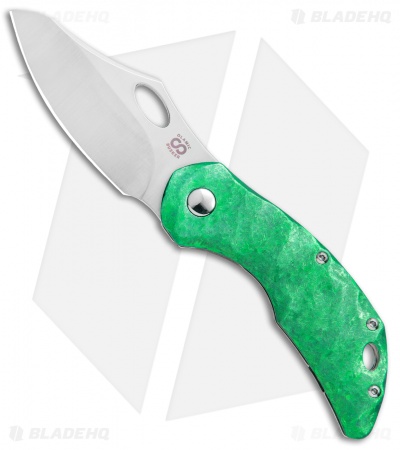 Olamic Cutlery Busker Semper Frame Lock Knife Frosted Green Ti (2.5" Satin)