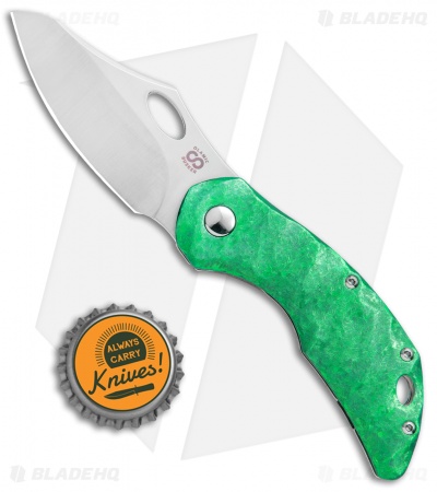 Olamic Cutlery Busker Semper Frame Lock Knife Frosted Green Ti (2.5" Satin)