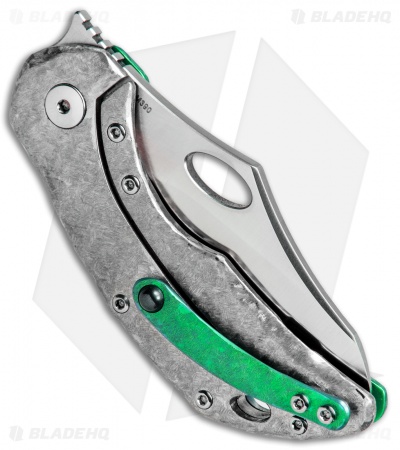 Olamic Cutlery Busker Semper Frame Lock Knife Frosted Green Ti (2.5" Satin)