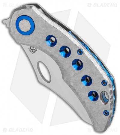 Olamic Cutlery Busker Semper Frosty Holes Blue Nugget Accents  (2.5" Satin)