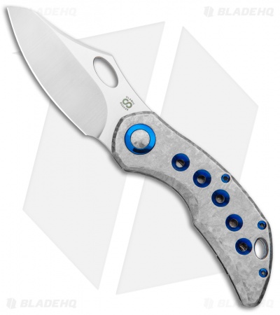 Olamic Cutlery Busker Semper Frosty Holes Blue Nugget Accents  (2.5" Satin)