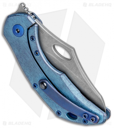 Olamic Cutlery Busker Semper Frame Lock Knife Kinetic Sky + Holes (2.5" Acid SW)