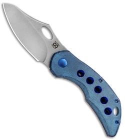 Olamic Cutlery Busker Semper Frame Lock Knife Kinetic Sky + Holes (2.5" Acid SW)