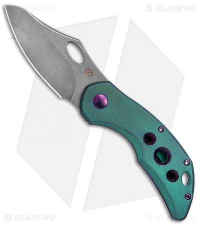 Olamic Cutlery Busker Semper Knife Kinetic Rainforest w/ Holes (2.5" Acid SW)