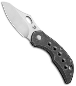 Olamic Cutlery Busker Semper Frame Lock Knife Stonewashed Ti Holes (2.5" Satin)