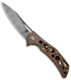 Olamic Cutlery Swish Frame Lock Knife Kinetic Acid Rain Bronze (3.75" Damasteel)